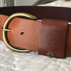 Ralph Lauren wide brown leather belt w/gold buckle